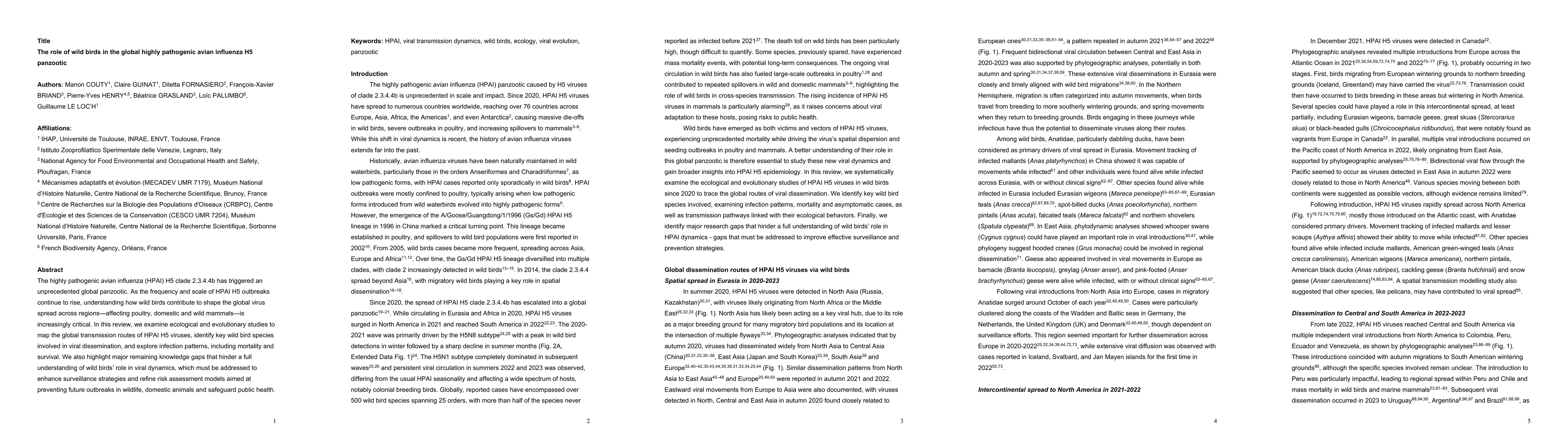 Thumbnail for The role of wild birds in the global highly pathogenic avian influenza
  H5 panzootic
