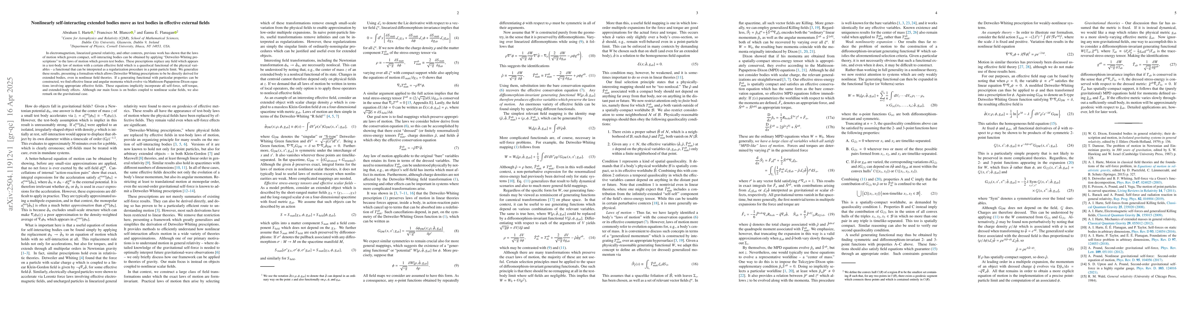 Thumbnail for Nonlinearly self-interacting extended bodies move as test bodies in
  effective external fields
