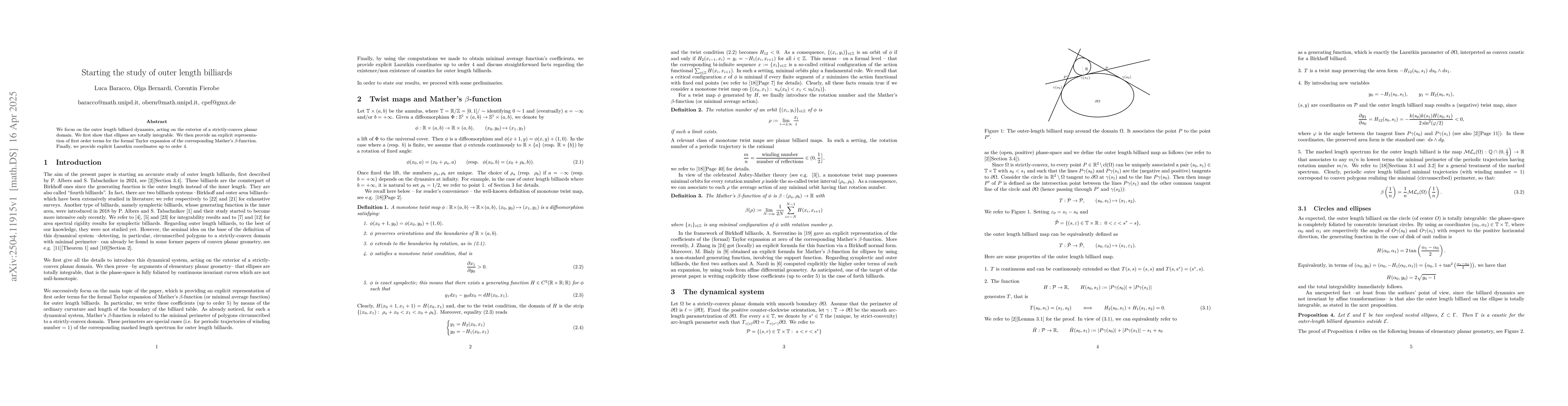 Thumbnail for Starting the study of outer length billiards