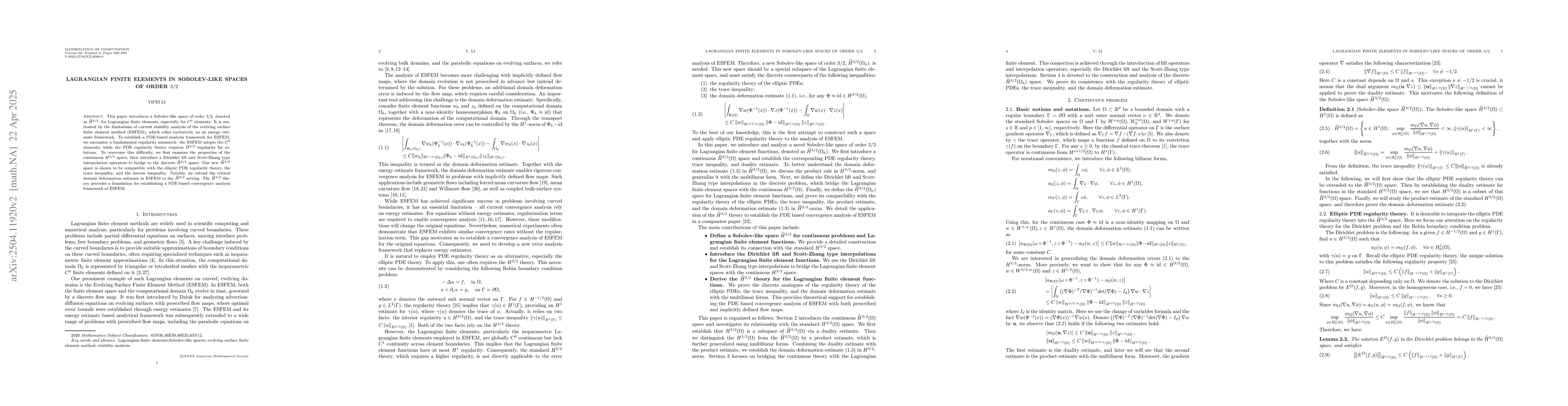 Thumbnail for Lagrangian finite elements in Sobolev-like spaces of order $3/2$