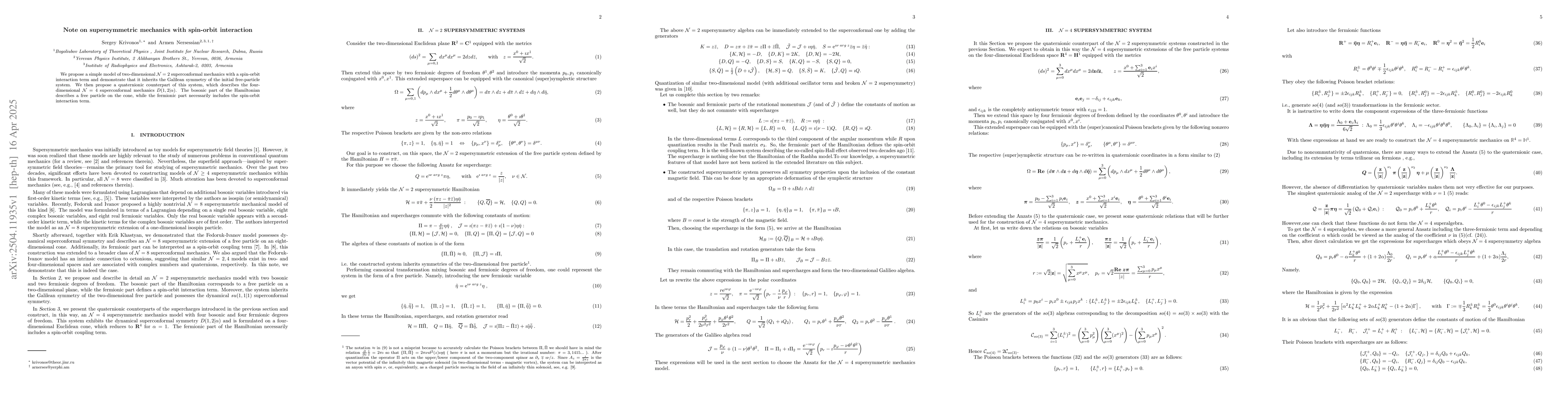 Thumbnail for Note on supersymmetric mechanics with spin-orbit interaction