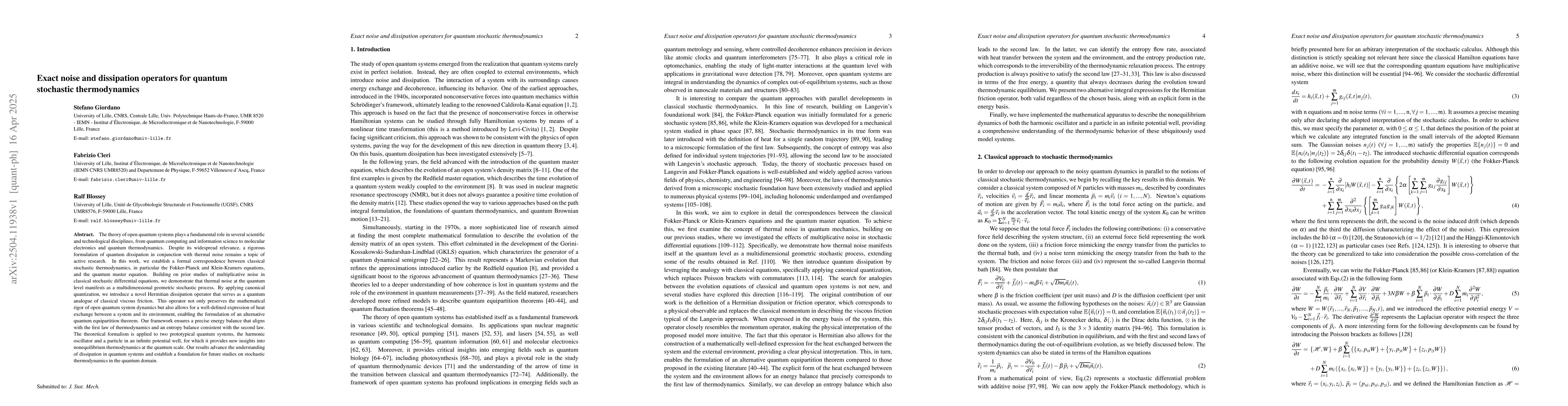Thumbnail for Exact noise and dissipation operators for quantum stochastic
  thermodynamics