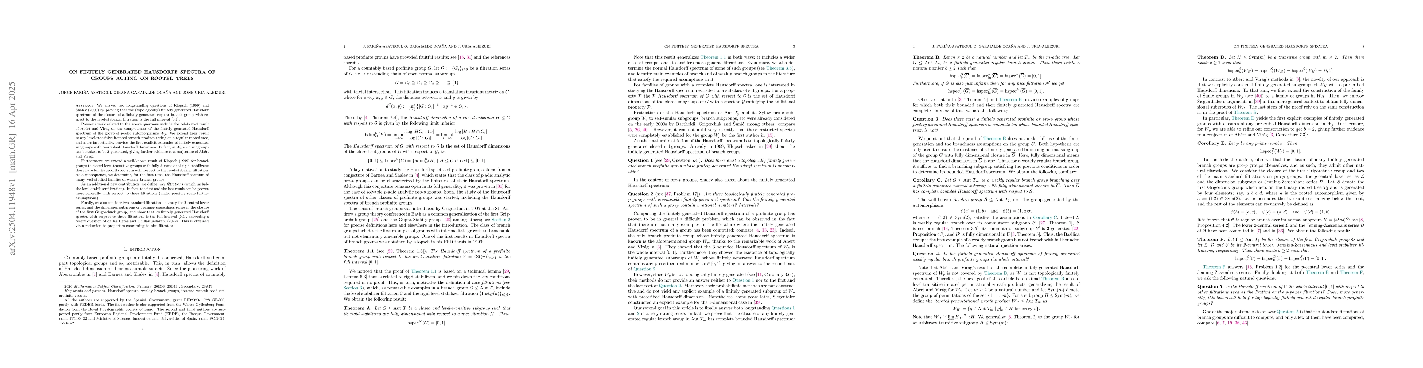 Thumbnail for On finitely generated Hausdorff spectra of groups acting on rooted trees