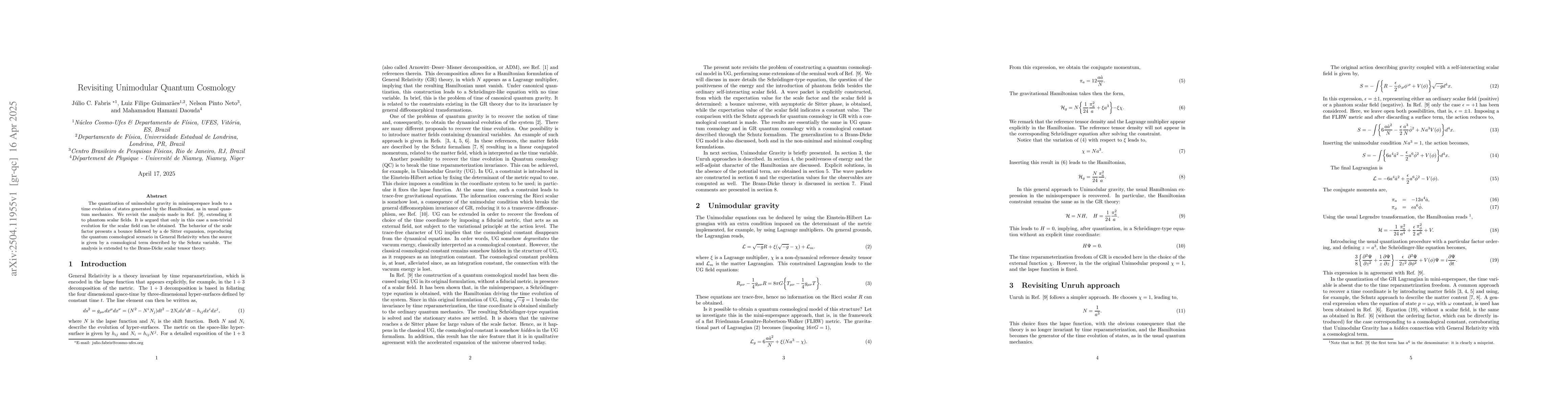 Thumbnail for Revisiting Unimodular Quantum Cosmology