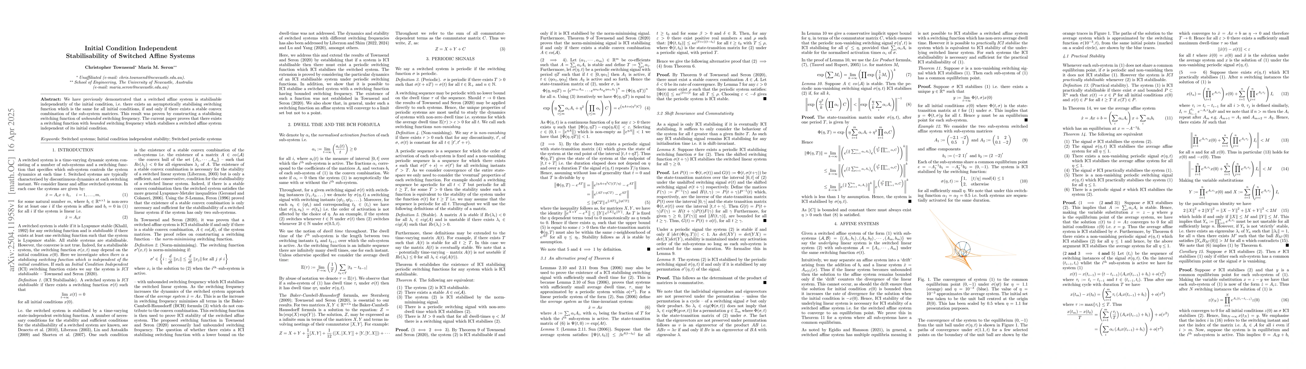 Thumbnail for Initial Condition Independent Stabilisability of Switched Affine Systems