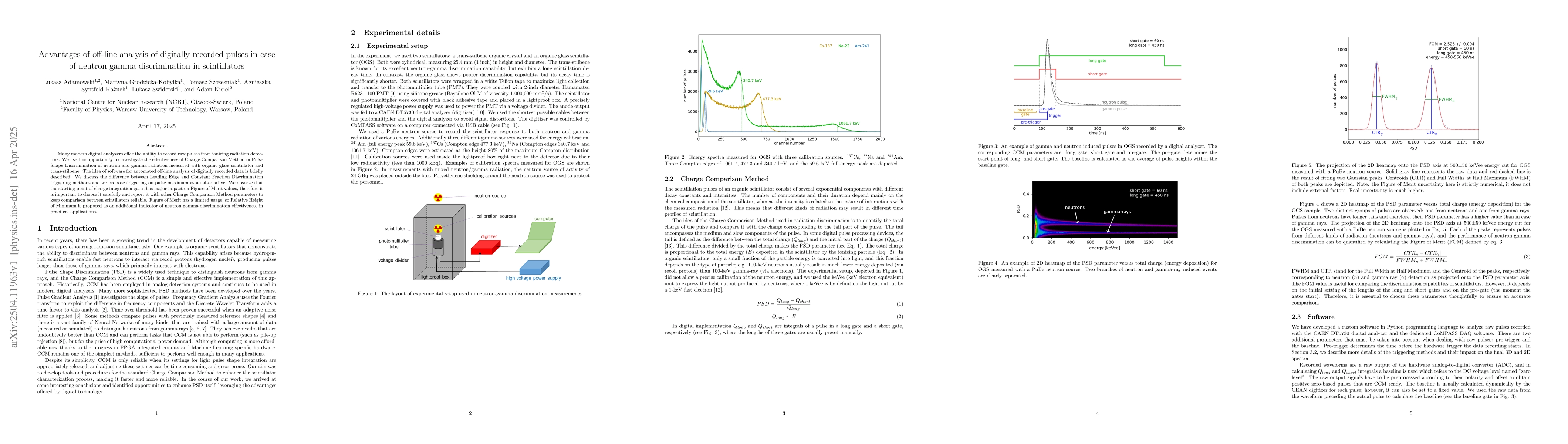 Thumbnail for Advantages of off-line analysis of digitally recorded pulses in case of
  neutron-gamma discrimination in scintillators