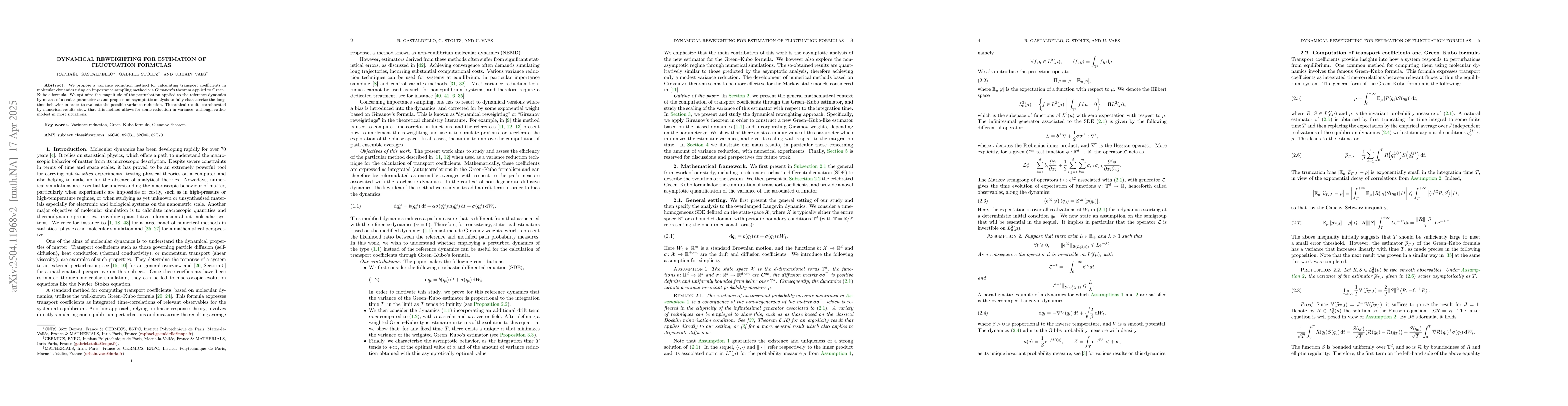 Thumbnail for Dynamical reweighting for estimation of fluctuation formulas