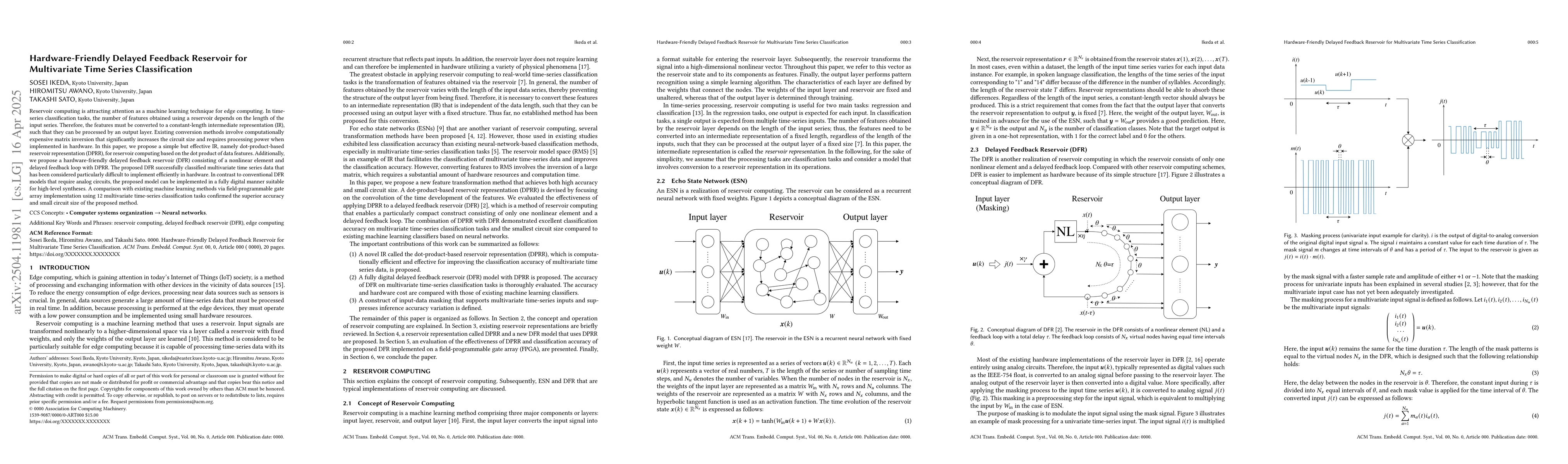 Thumbnail for Hardware-Friendly Delayed-Feedback Reservoir for Multivariate
  Time-Series Classification