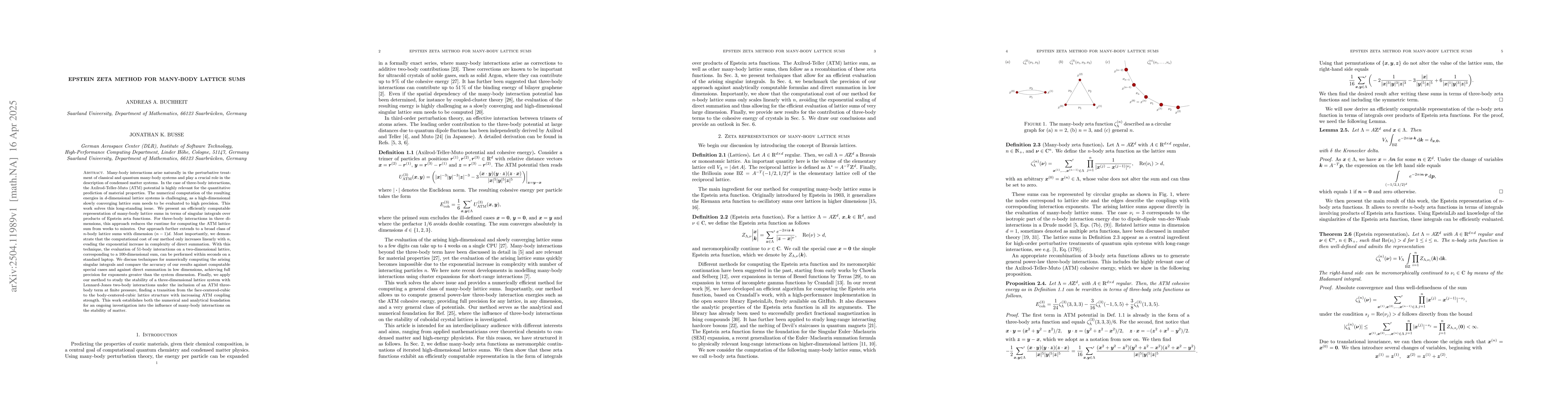Thumbnail for Epstein zeta method for many-body lattice sums