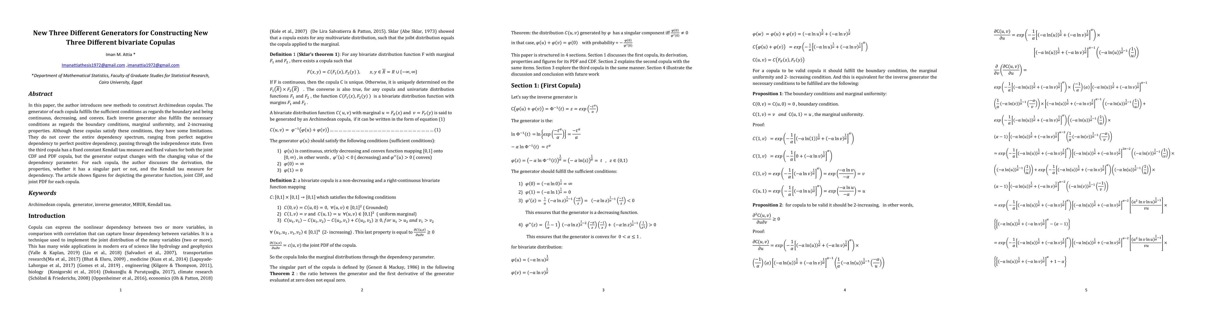 Thumbnail for New Three Different Generators for Constructing New Three Different
  Bivariate Copulas