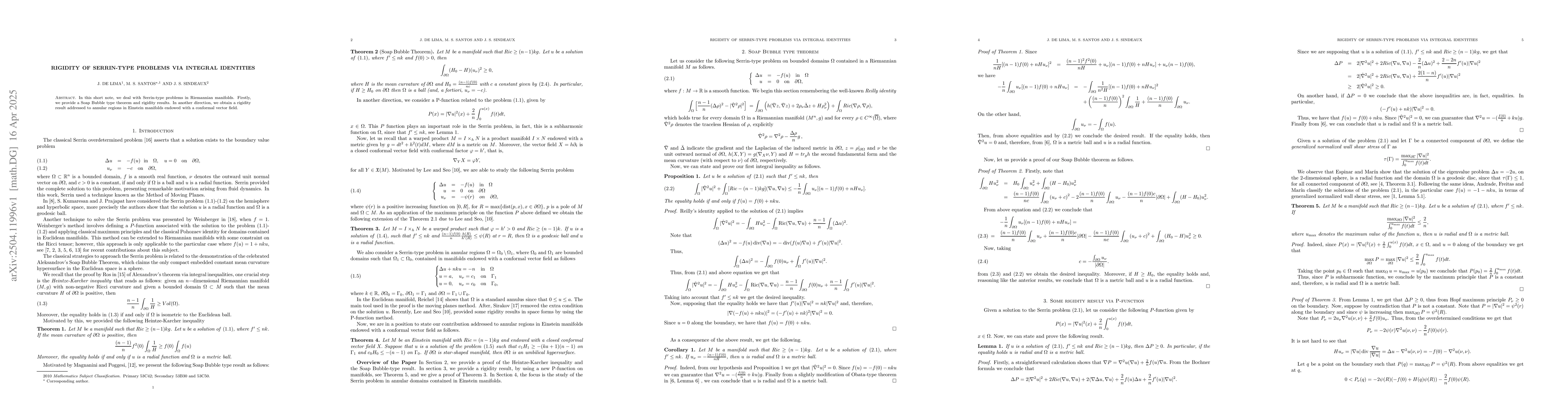 Thumbnail for Rigidity of Serrin-type problems via integral identities
