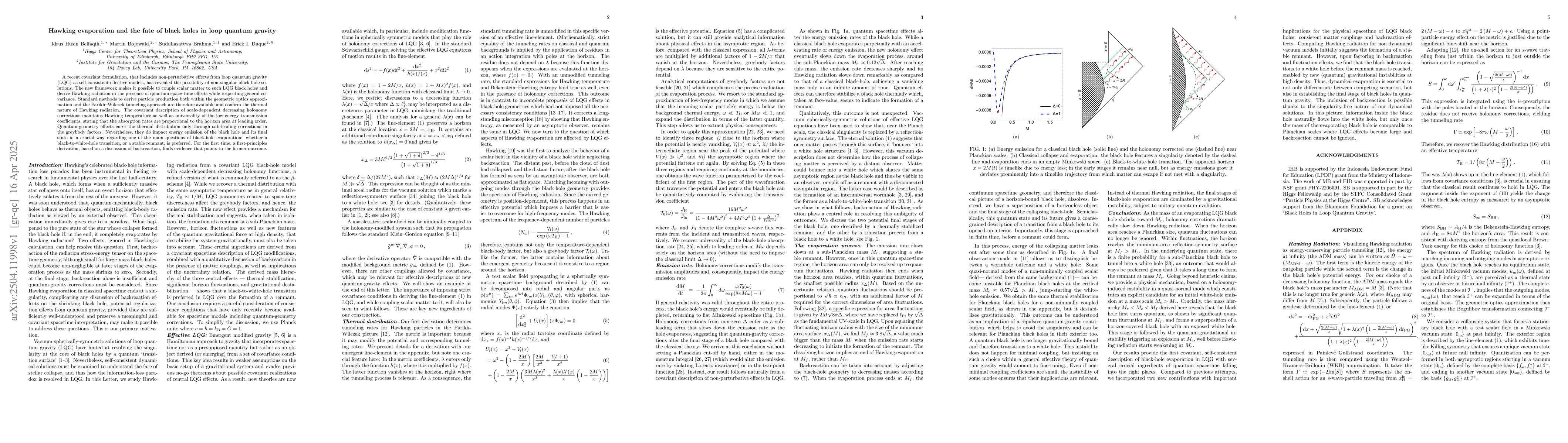 Thumbnail for Hawking evaporation and the fate of black holes in loop quantum gravity