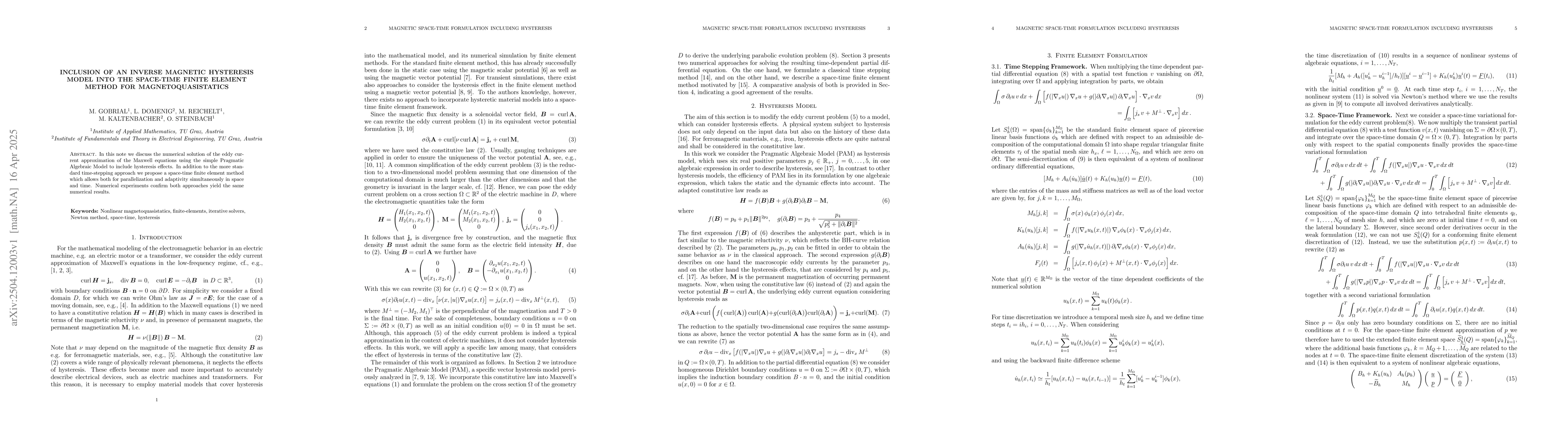 Thumbnail for Inclusion of an Inverse Magnetic Hysteresis Model into the Space-Time
  Finite Element Method for Magnetoquasistatics