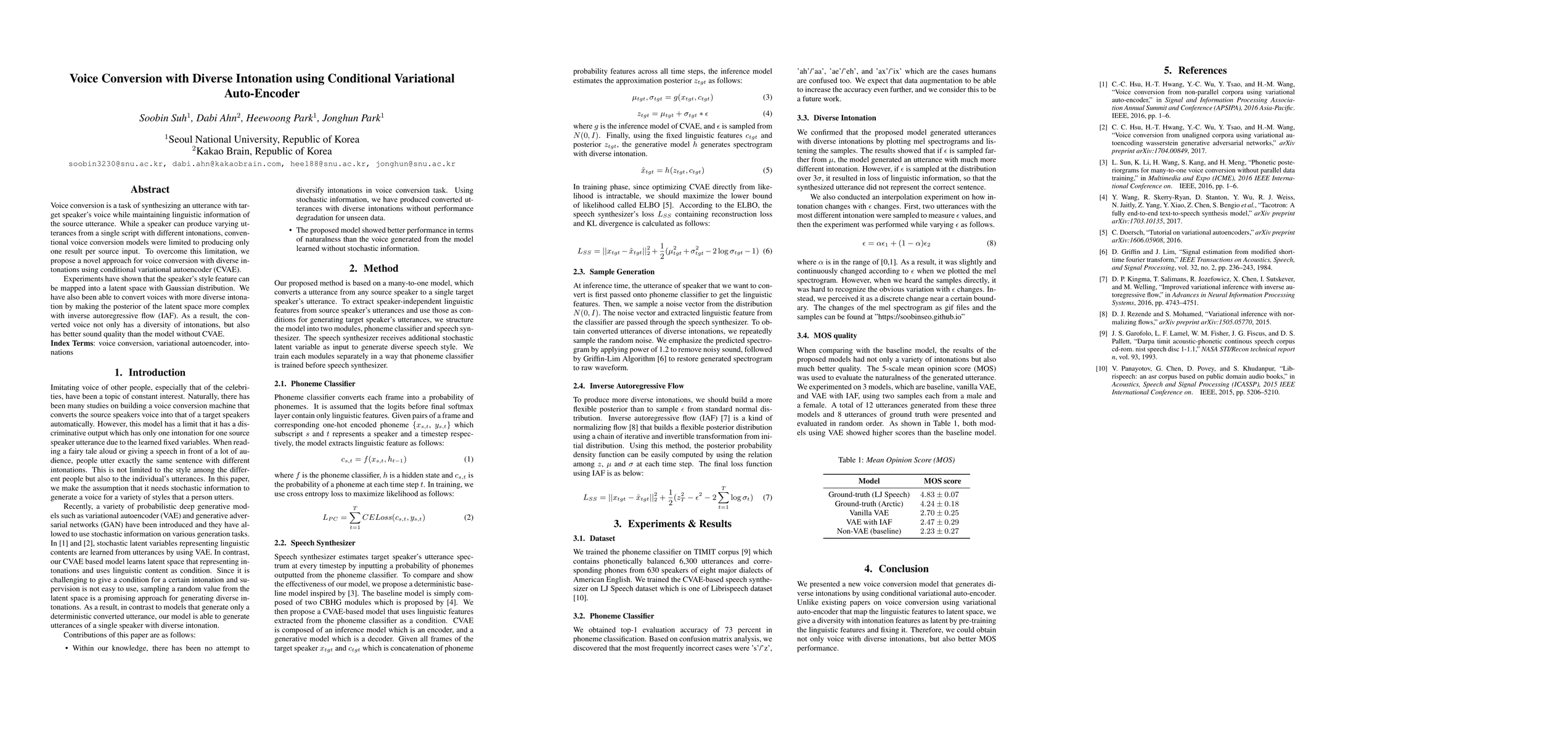 Thumbnail for Voice Conversion with Diverse Intonation using Conditional Variational
  Auto-Encoder