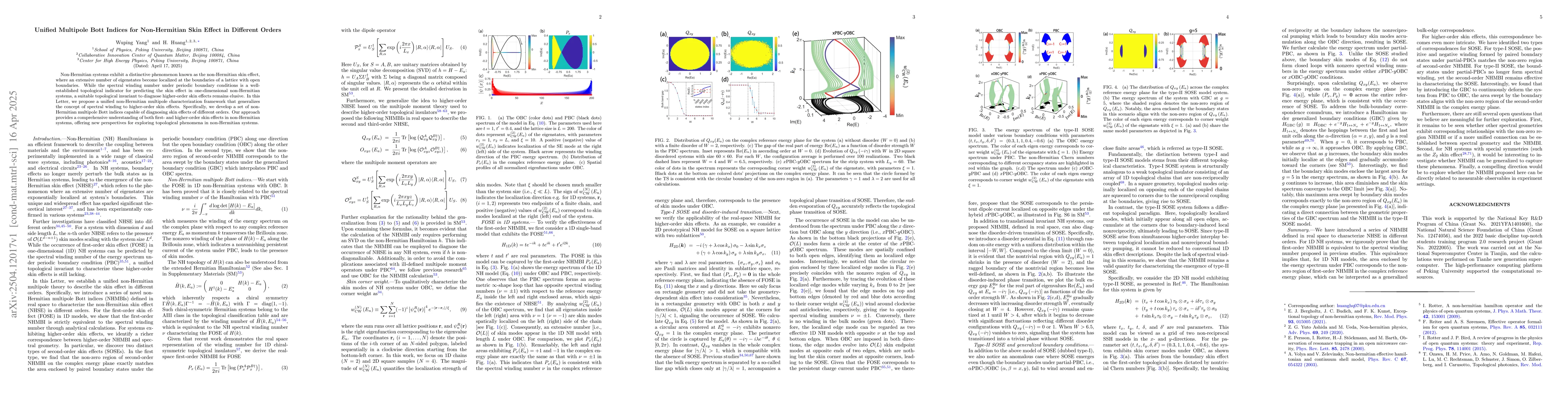 Thumbnail for Unified Multipole Bott Indices for Non-Hermitian Skin Effect in
  Different Orders