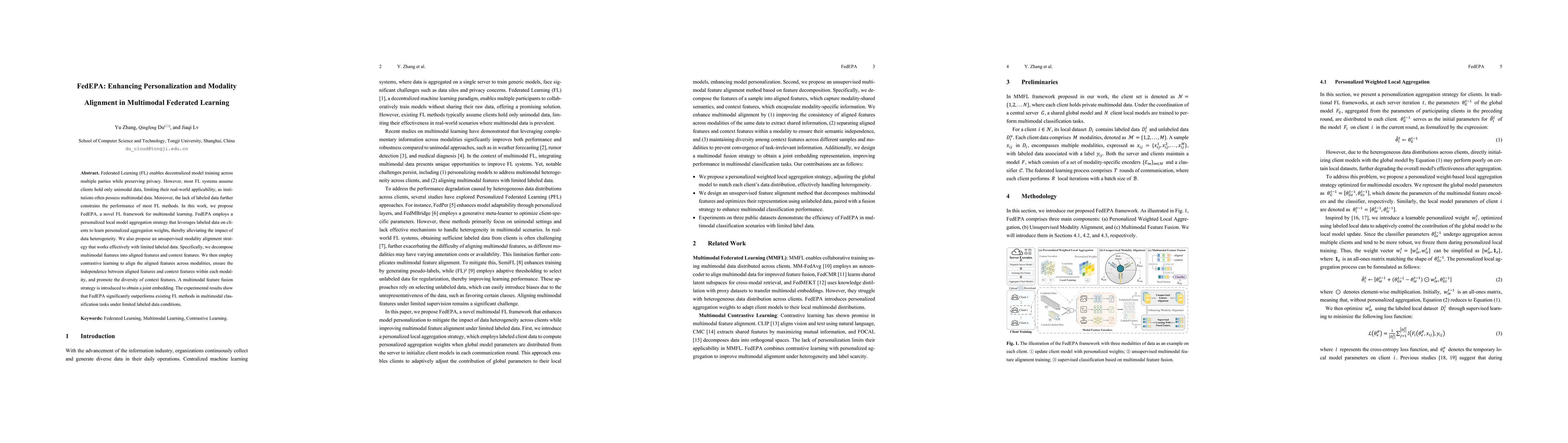 Thumbnail for FedEPA: Enhancing Personalization and Modality Alignment in Multimodal
  Federated Learning