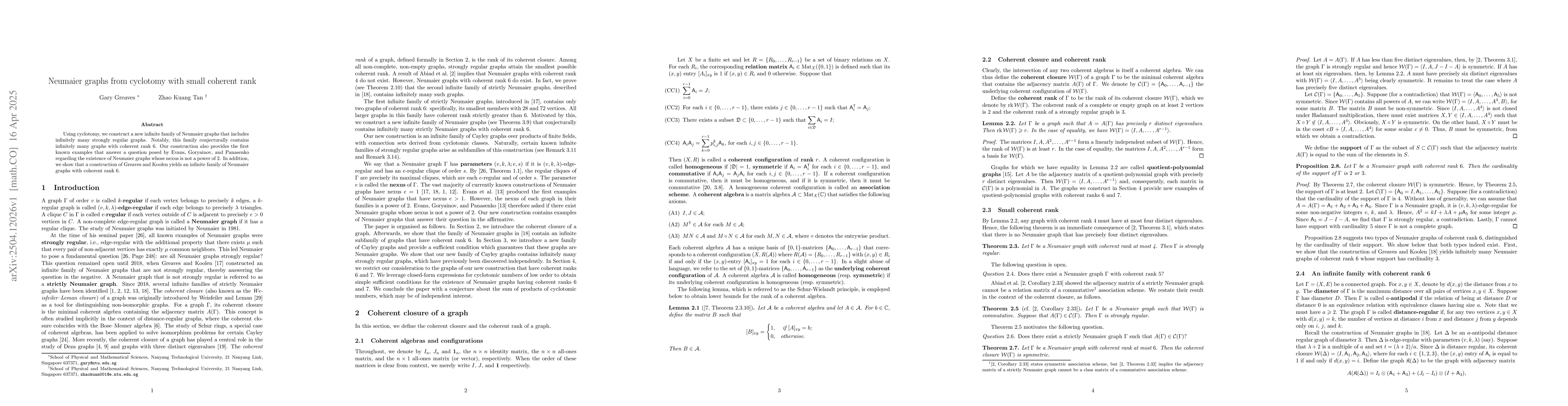 Thumbnail for Neumaier graphs from cyclotomy with small coherent rank