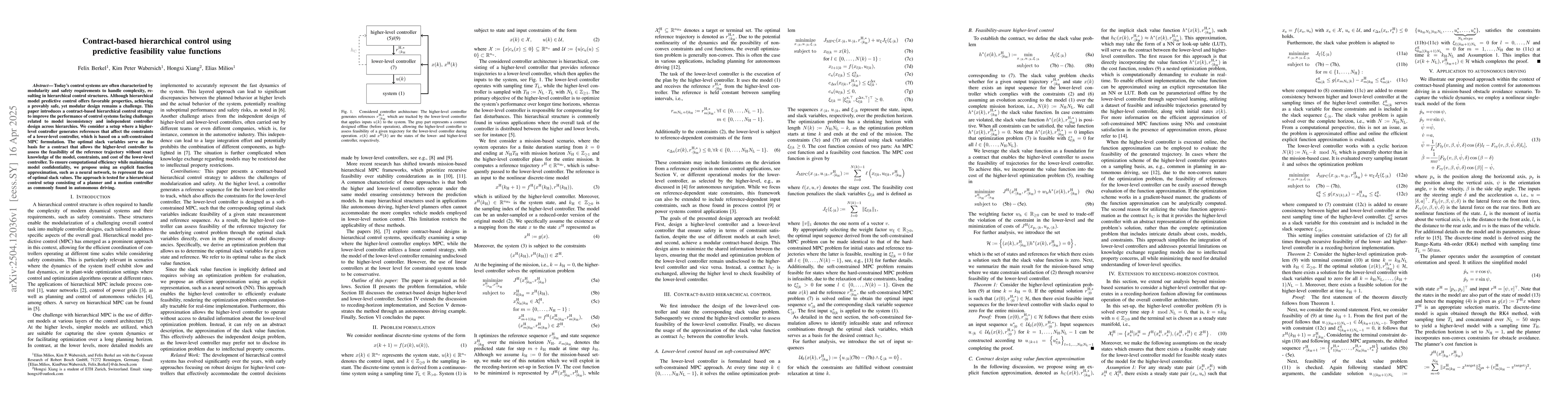 Thumbnail for Contract-based hierarchical control using predictive feasibility value
  functions