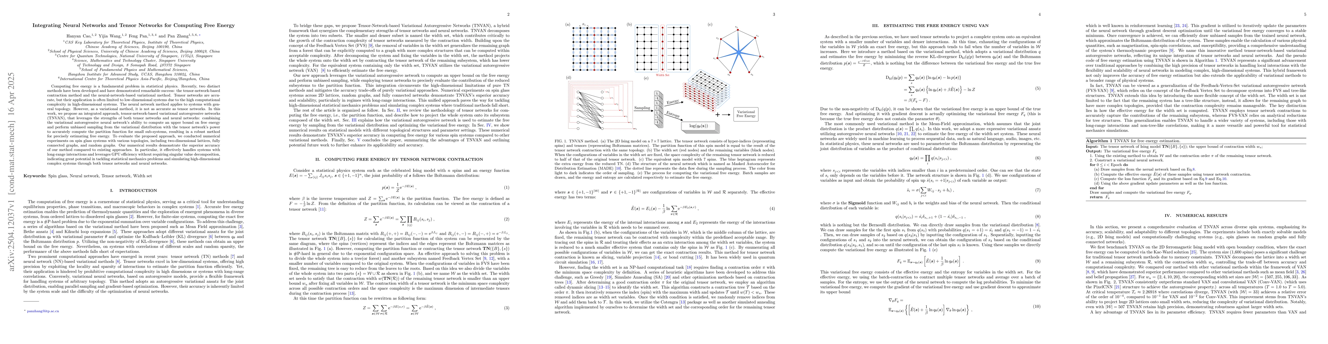 Thumbnail for Integrating Neural Networks and Tensor Networks for Computing Free
  Energy