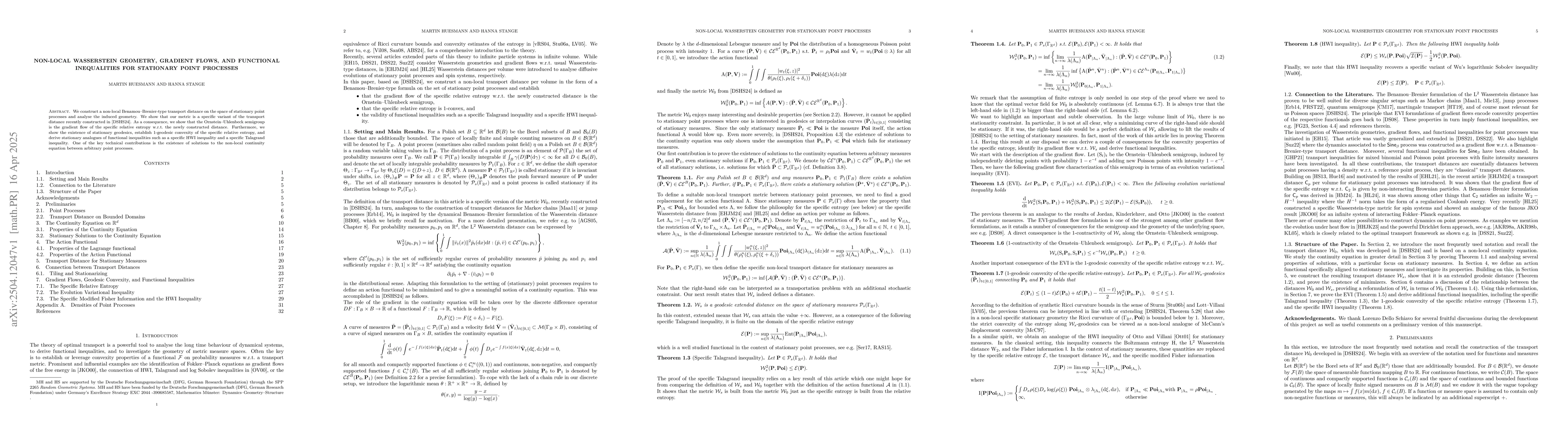 Thumbnail for Non-local Wasserstein Geometry, Gradient Flows, and Functional
  Inequalities for Stationary Point Processes