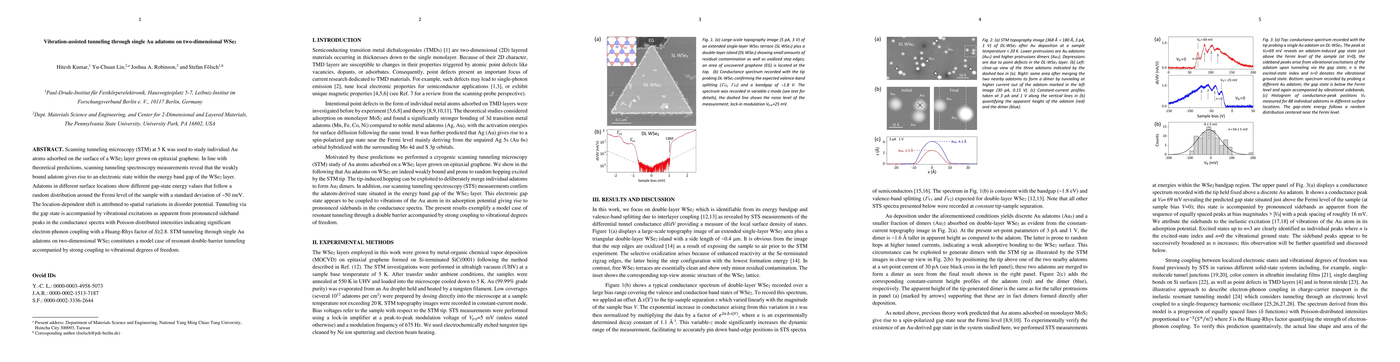 Thumbnail for Vibration-assisted tunneling through single Au adatoms on
  two-dimensional WSe2