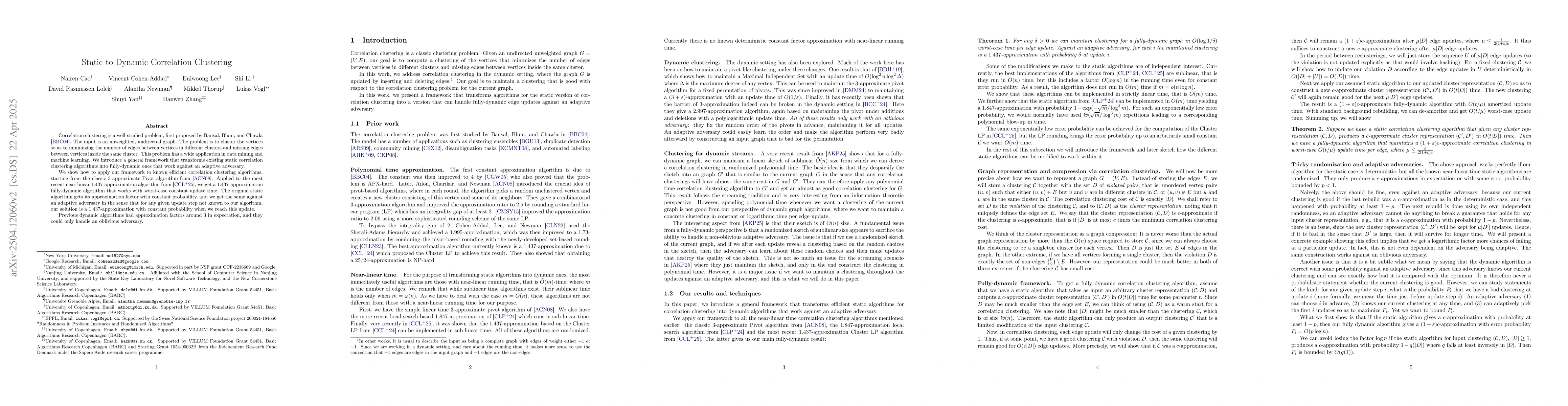 Thumbnail for Static to Dynamic Correlation Clustering