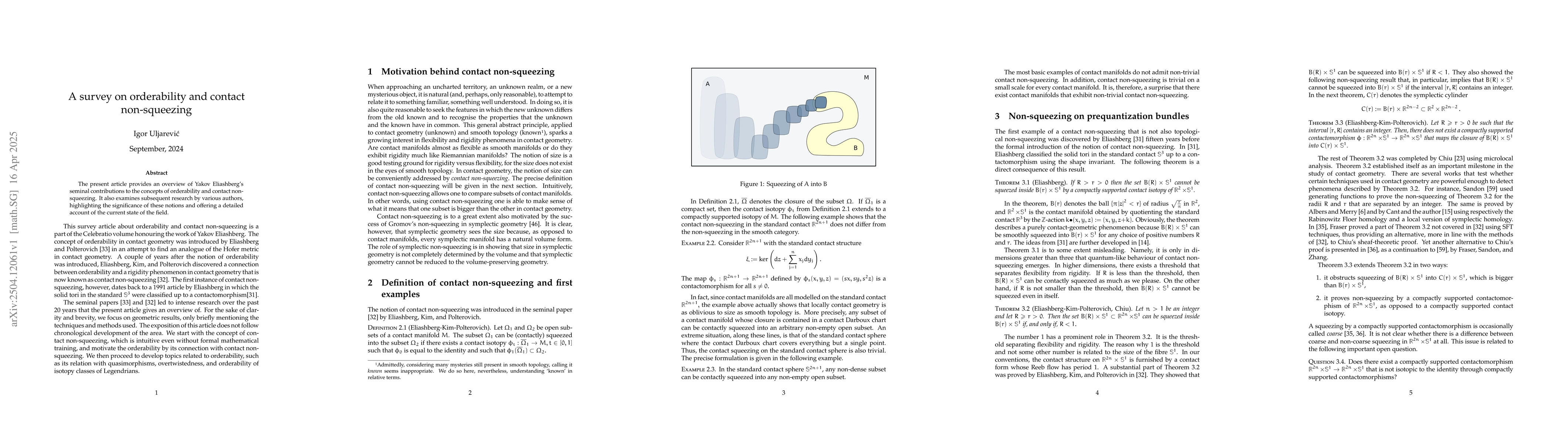 Thumbnail for A survey on orderability and contact non-squeezing