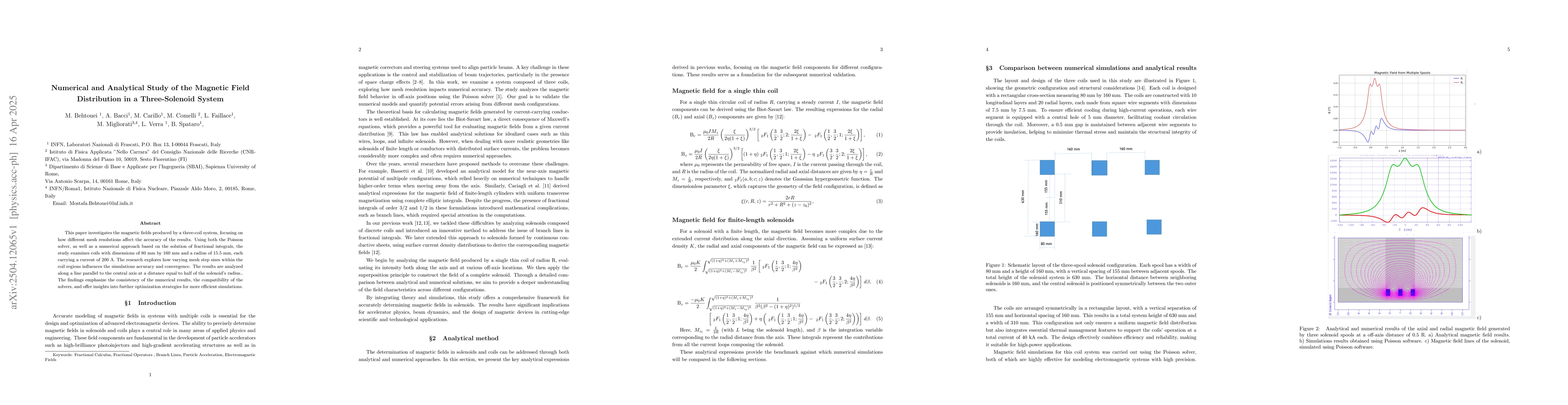 Thumbnail for Numerical and Analytical Study of the Magnetic Field Distribution in a
  Three-Solenoid System