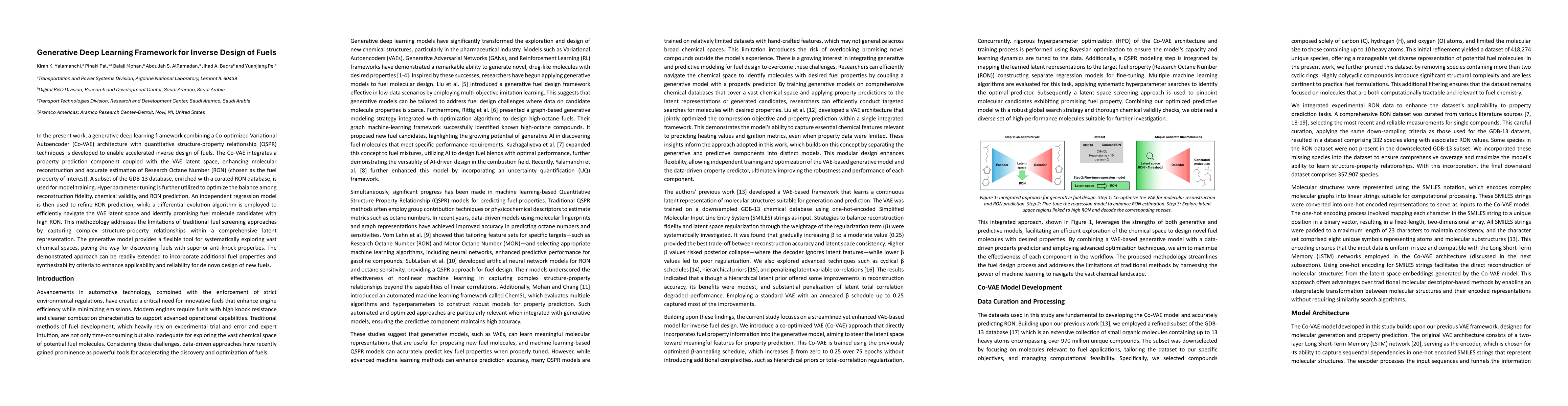 Thumbnail for Generative Deep Learning Framework for Inverse Design of Fuels