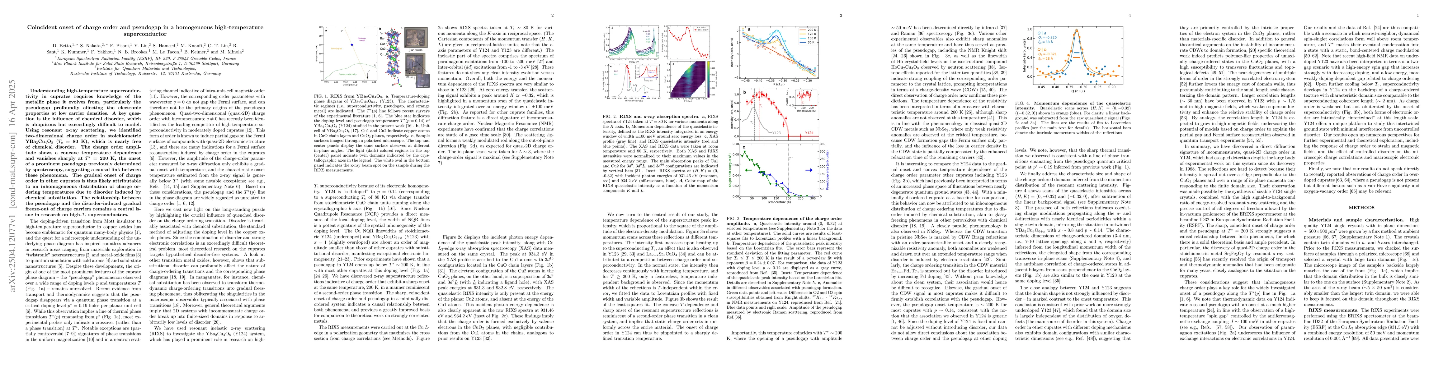 Thumbnail for Coincident onset of charge order and pseudogap in a homogeneous
  high-temperature superconductor