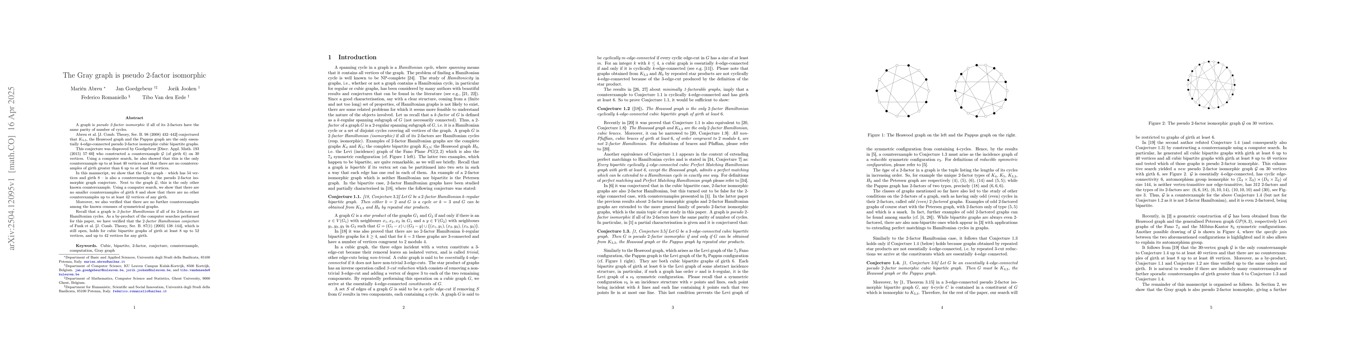 Thumbnail for The Gray graph is pseudo 2-factor isomorphic
