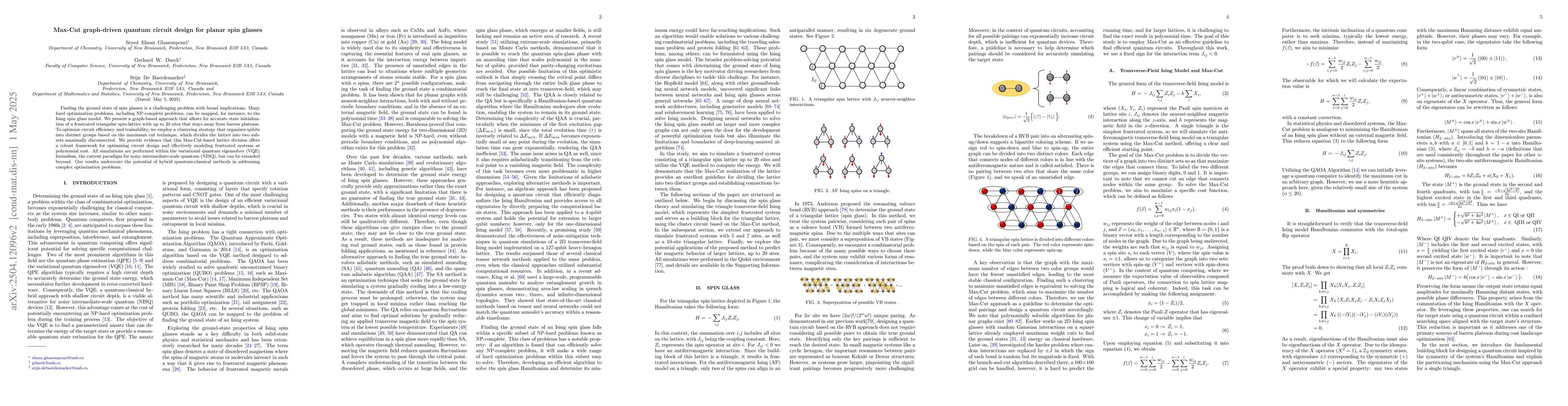 Thumbnail for Max-Cut graph-driven quantum circuit design for planar spin glasses