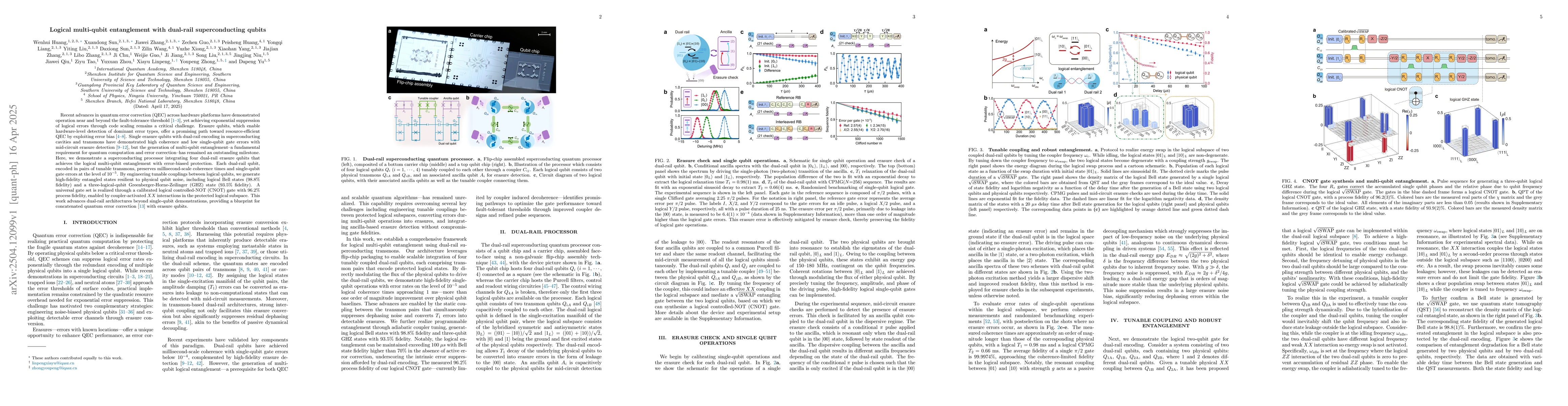 Thumbnail for Logical multi-qubit entanglement with dual-rail superconducting qubits