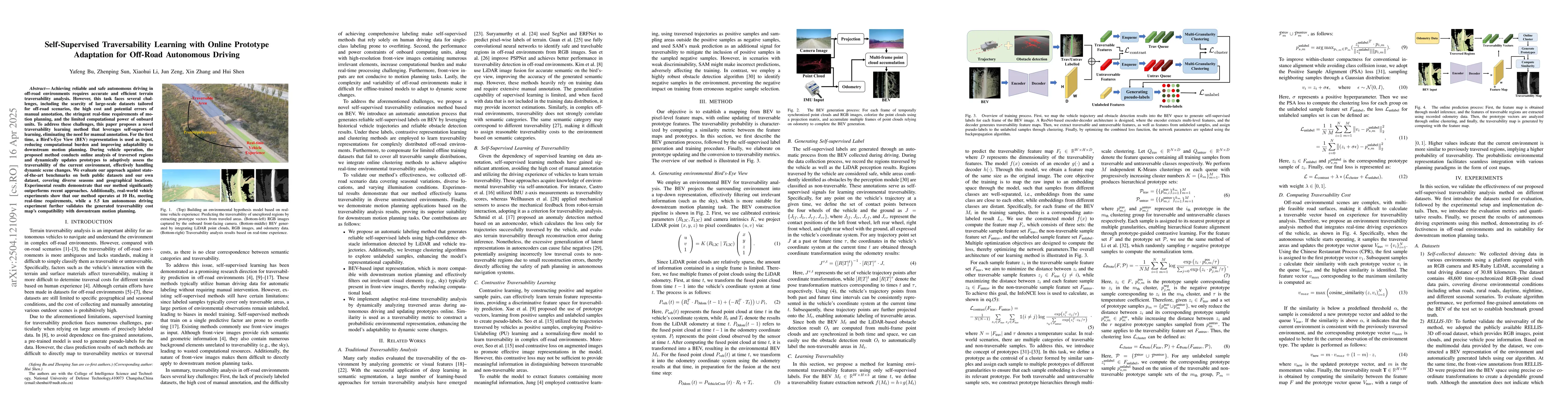 Thumbnail for Self-Supervised Traversability Learning with Online Prototype Adaptation
  for Off-Road Autonomous Driving