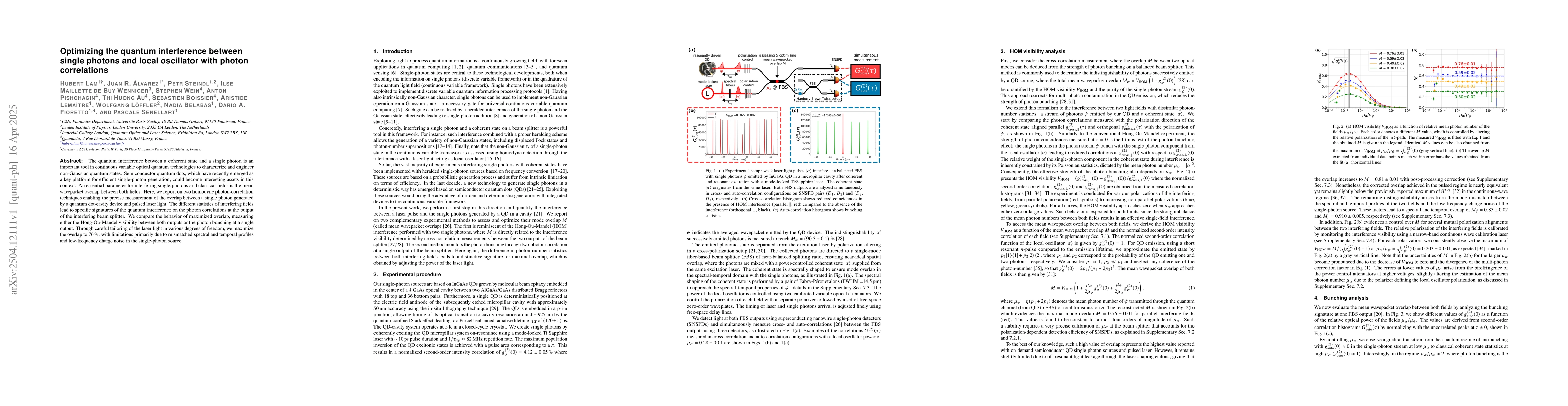 Thumbnail for Optimizing the quantum interference between single photons and local
  oscillator with photon correlations