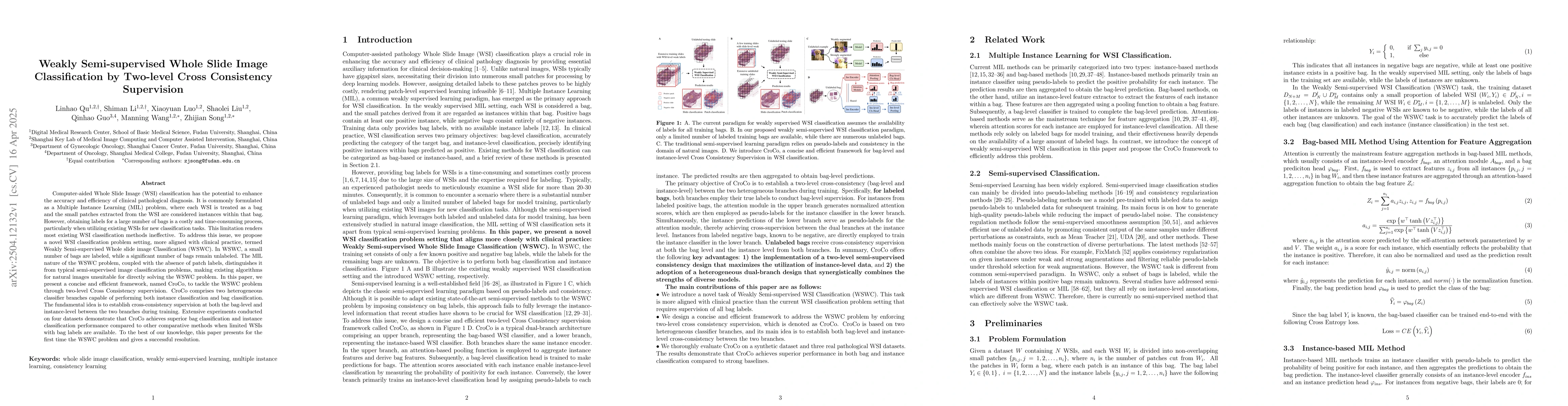 Thumbnail for Weakly Semi-supervised Whole Slide Image Classification by Two-level
  Cross Consistency Supervision