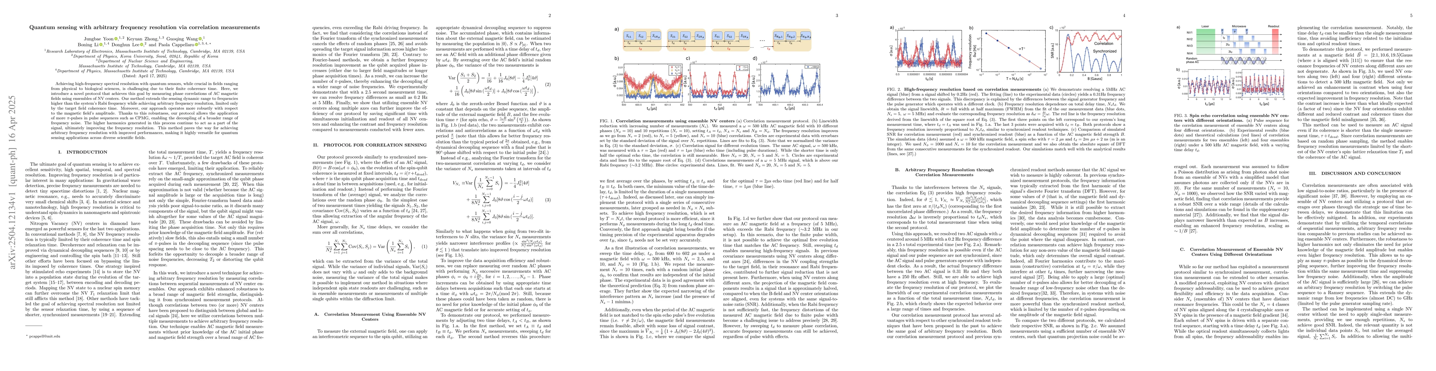 Thumbnail for Quantum sensing with arbitrary frequency resolution via correlation
  measurements