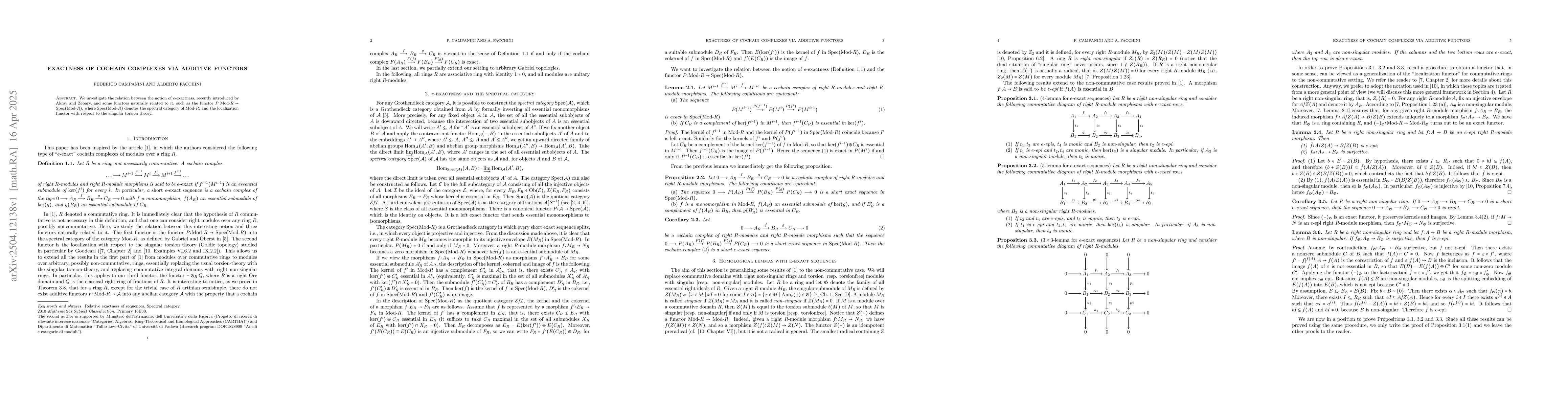 Thumbnail for Exactness of cochain complexes via additive functors