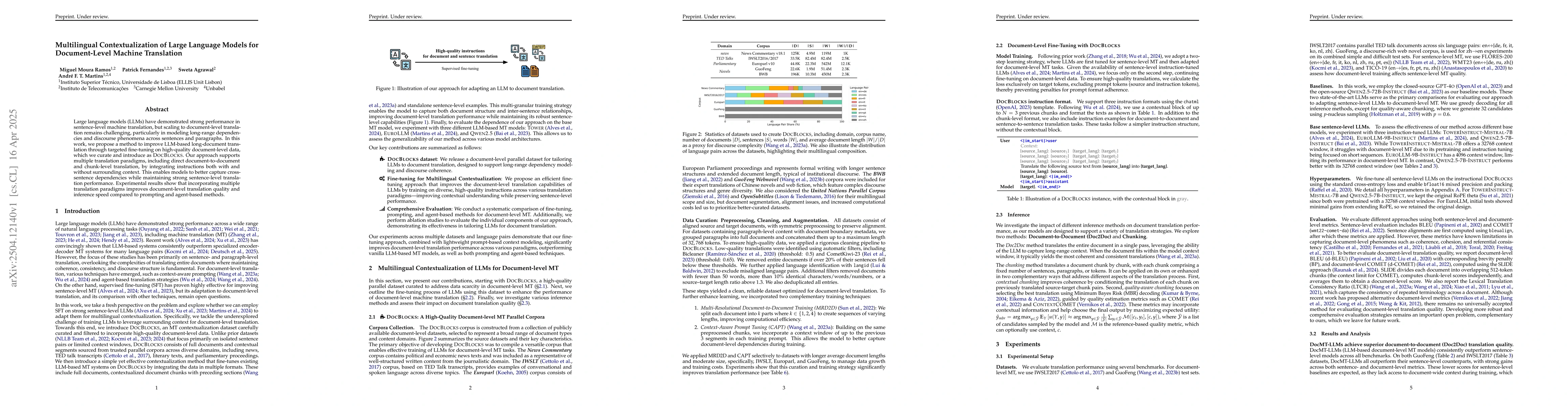 Thumbnail for Multilingual Contextualization of Large Language Models for
  Document-Level Machine Translation