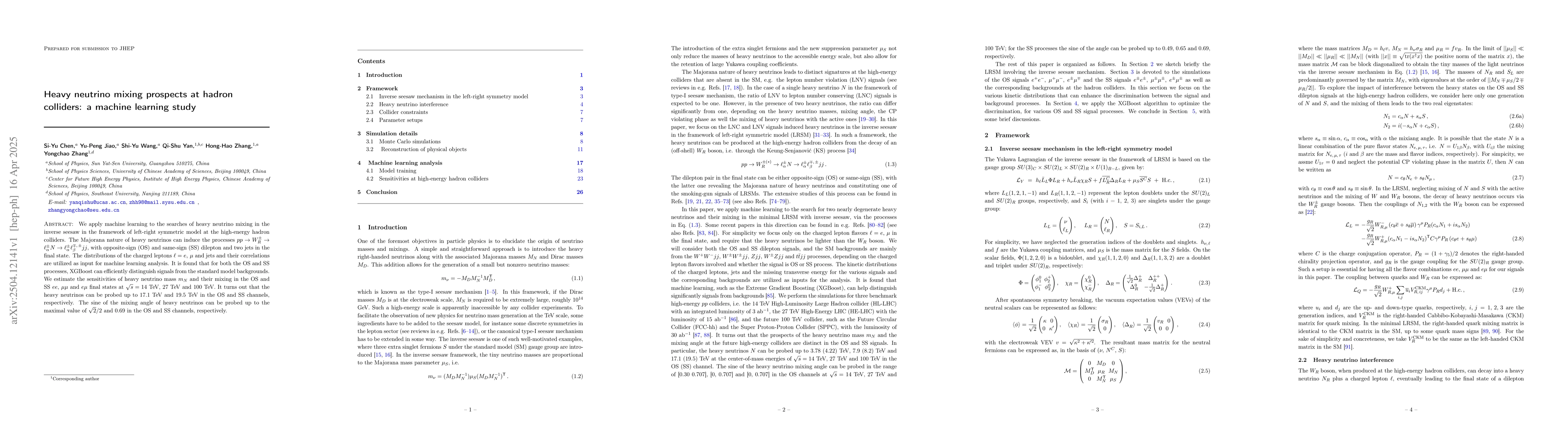 Thumbnail for Heavy neutrino mixing prospects at hadron colliders: a machine learning
  study
