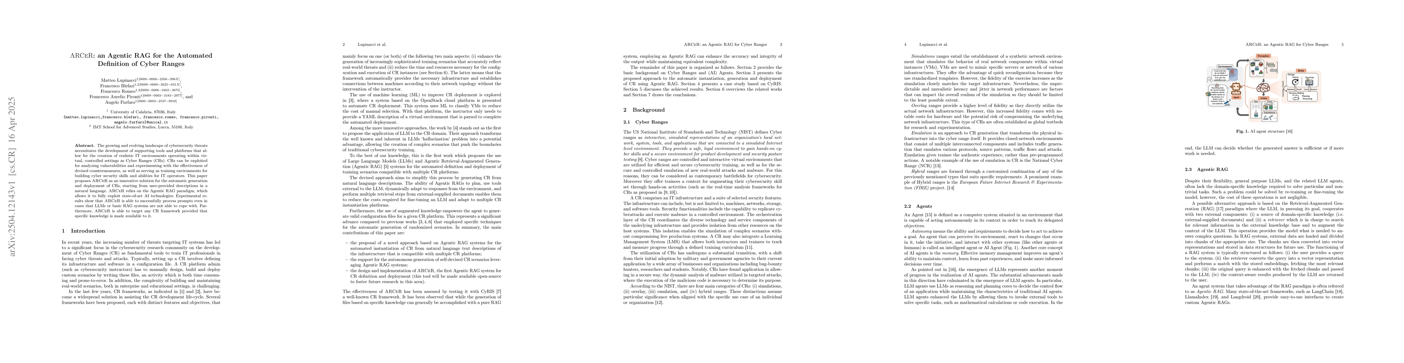 Thumbnail for ARCeR: an Agentic RAG for the Automated Definition of Cyber Ranges