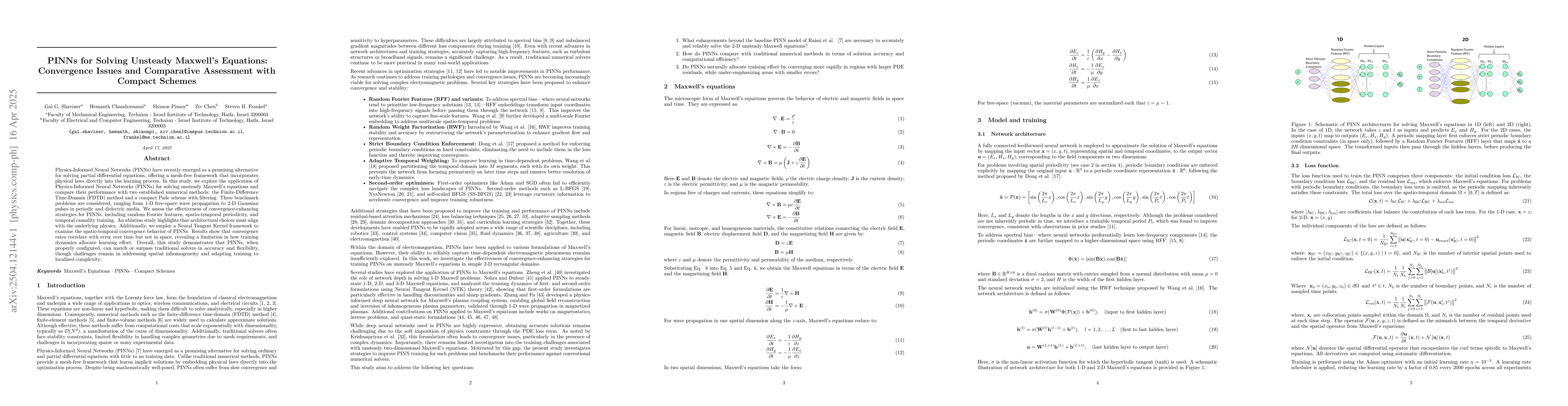 Thumbnail for PINNs for Solving Unsteady Maxwell's Equations: Convergence Issues and
  Comparative Assessment with Compact Schemes