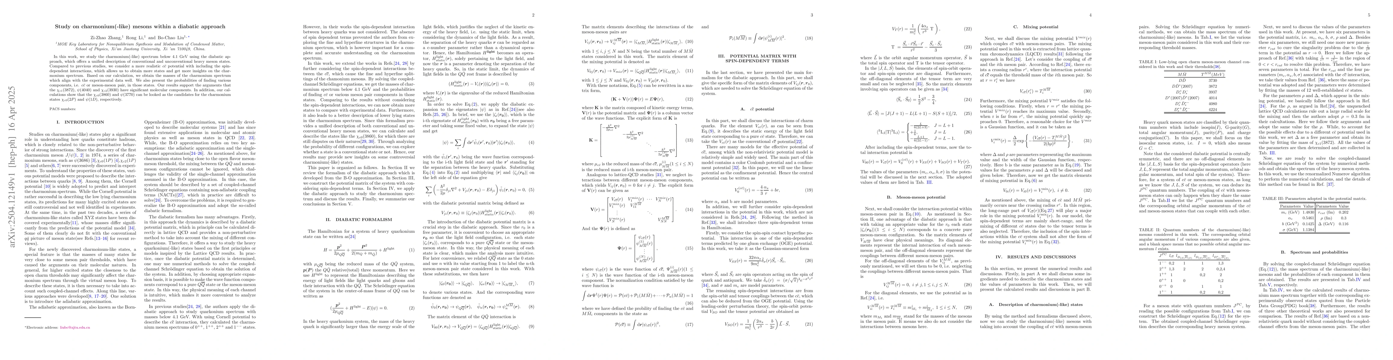 Thumbnail for Study on charmonium(-like) mesons within a diabatic approach