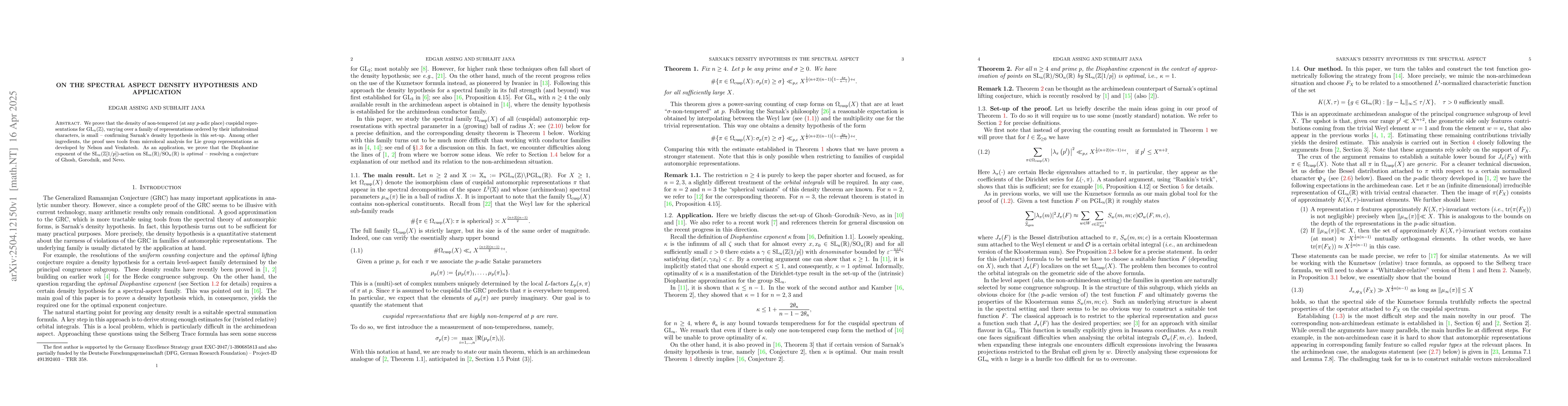 Thumbnail for On the spectral aspect density hypothesis and application