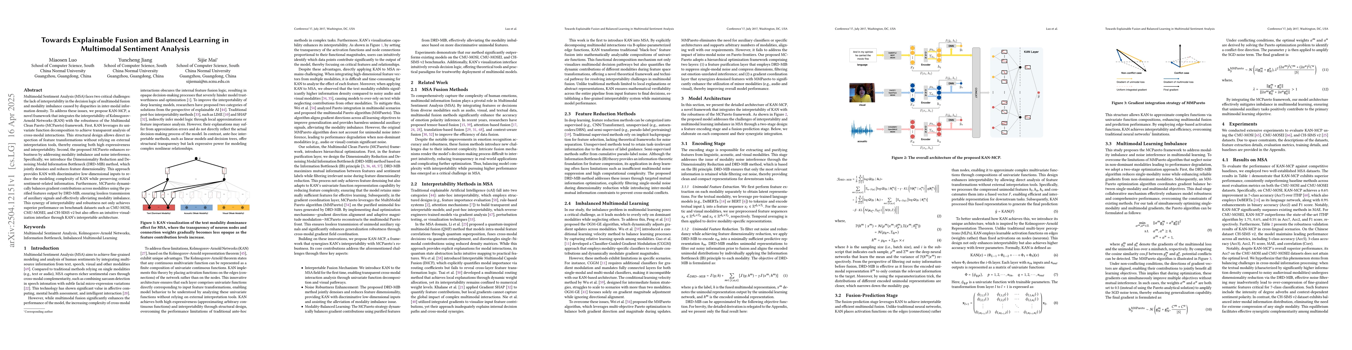 Thumbnail for Towards Explainable Fusion and Balanced Learning in Multimodal Sentiment
  Analysis