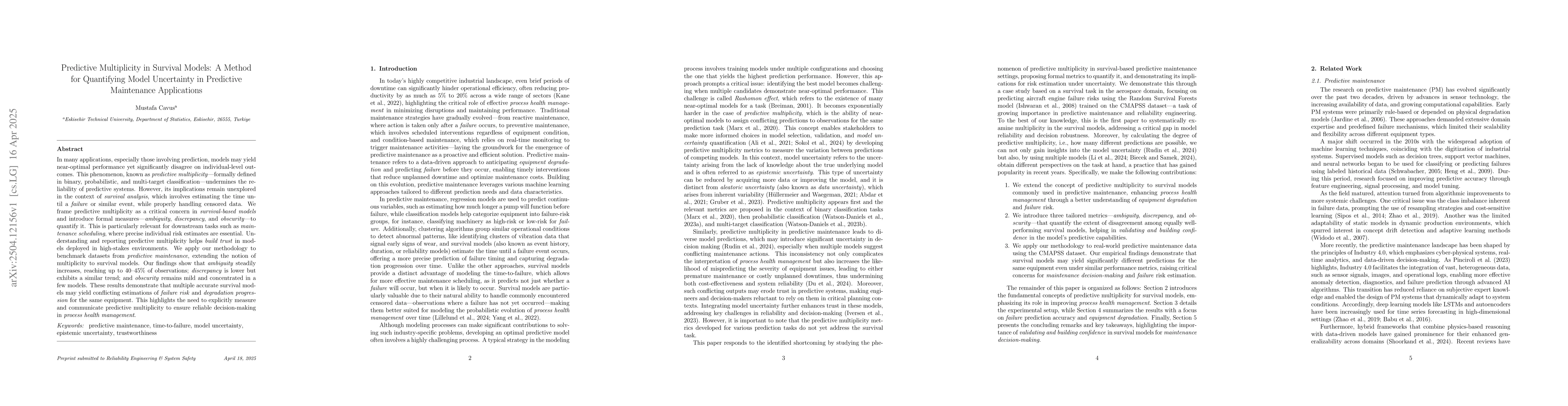 Thumbnail for Predictive Multiplicity in Survival Models: A Method for Quantifying
  Model Uncertainty in Predictive Maintenance Applications