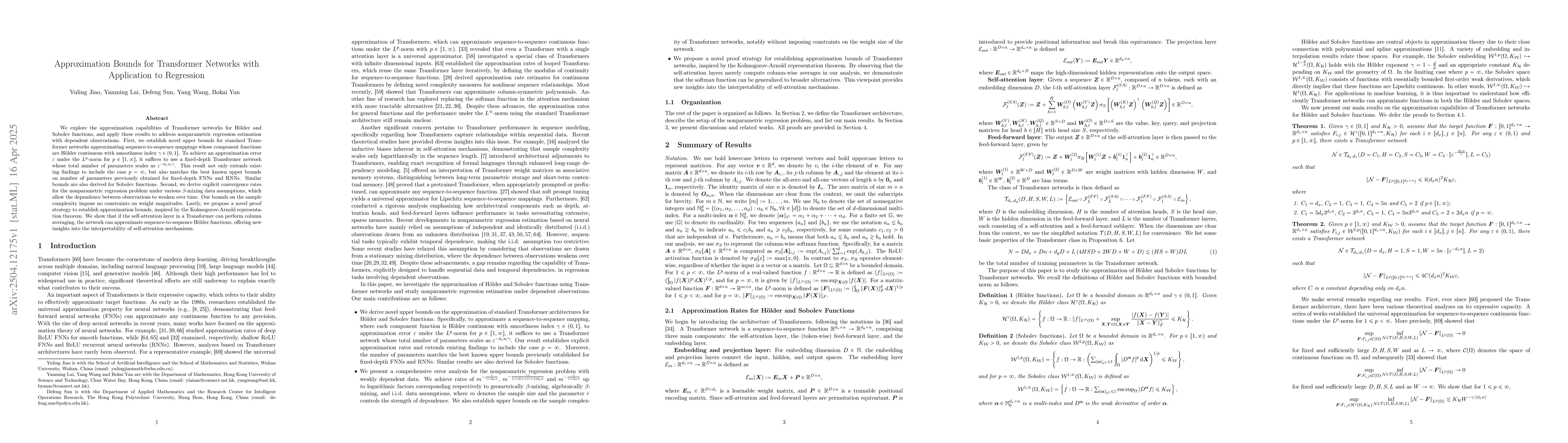 Thumbnail for Approximation Bounds for Transformer Networks with Application to
  Regression