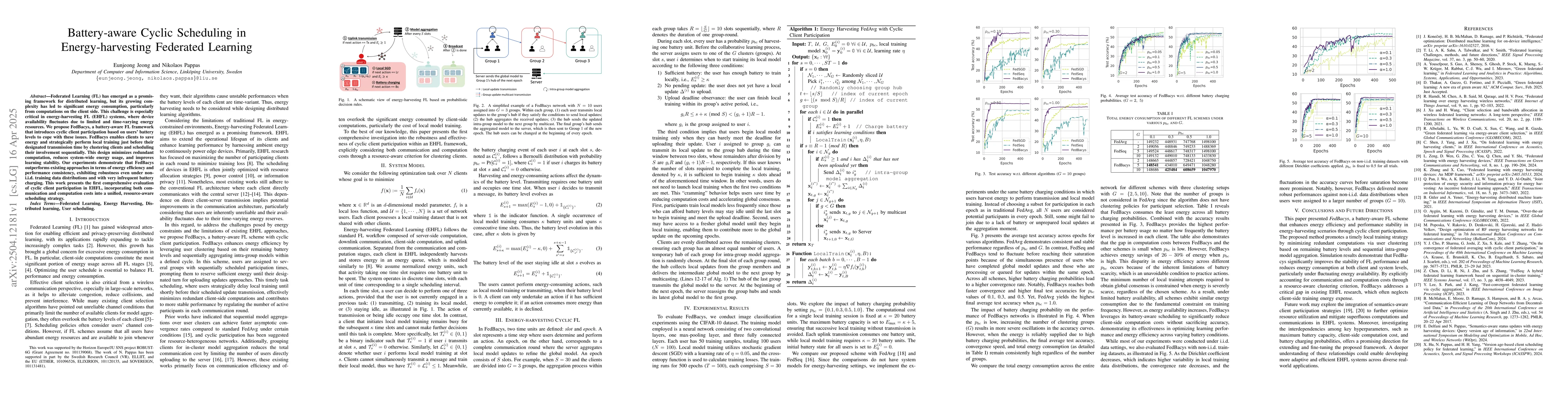 Thumbnail for Battery-aware Cyclic Scheduling in Energy-harvesting Federated Learning