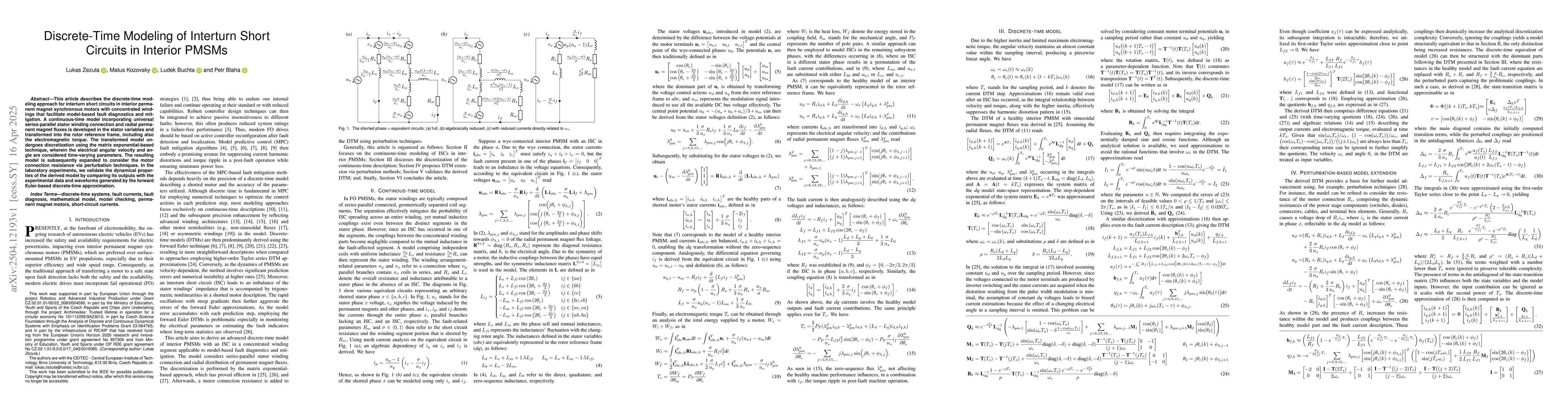 Thumbnail for Discrete-Time Modeling of Interturn Short Circuits in Interior PMSMs