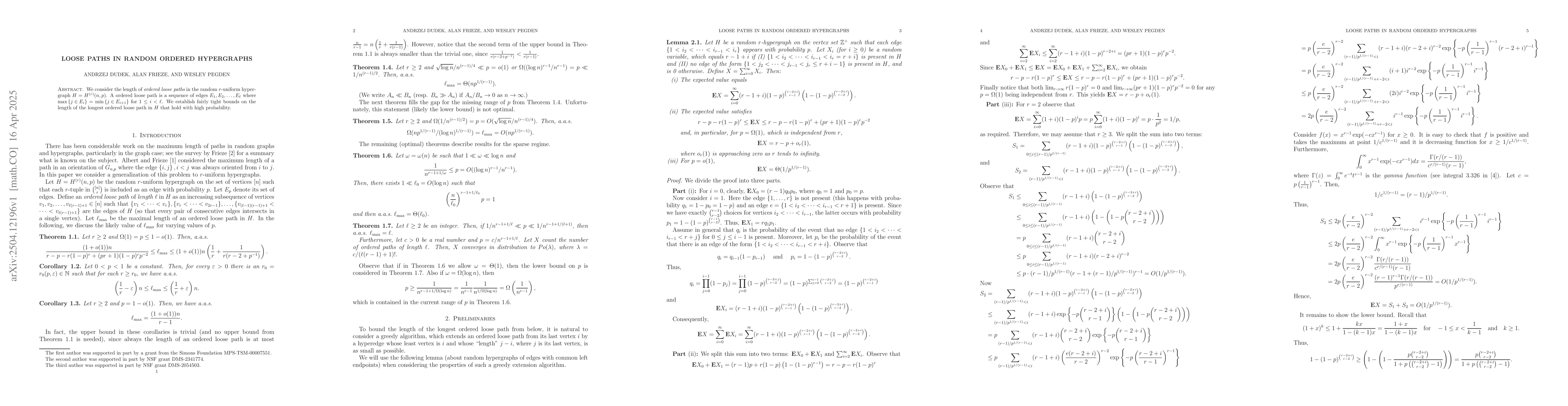 Thumbnail for Loose paths in random ordered hypergraphs
